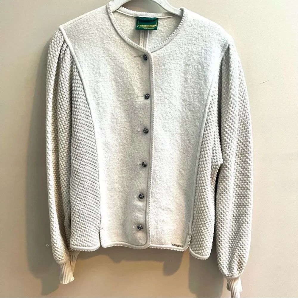 Geiger Button-Front Textured Wool Cardigan